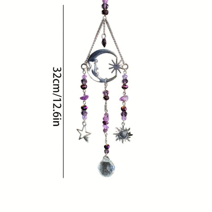 12 cm Glass Ornament - Lunaria Moon Goddess Crystal Pendant for Home & Garden Decor