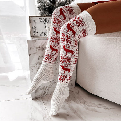 Knee-High Warm Knitted Christmas Socks