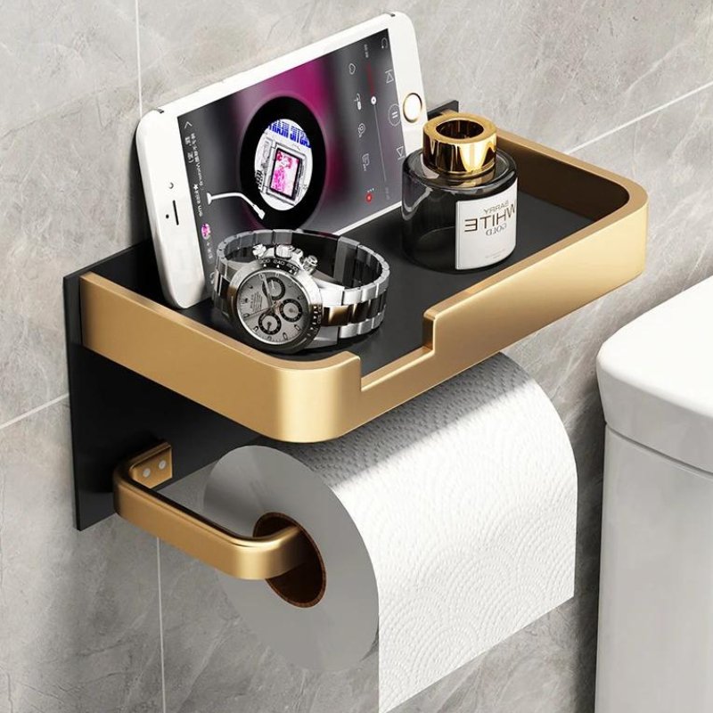 Stylish Wall-Mounted Toilet Paper Dispenser with Shelf