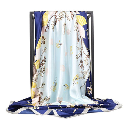 Large Square Simulation Silk Scarf – Versatile Fashion Accessory