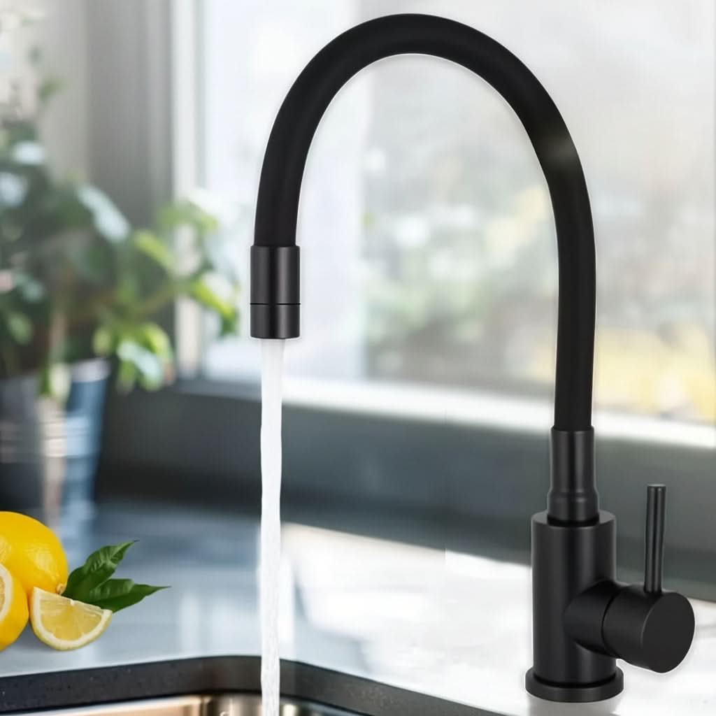 Black 360-Degree Rotating Kitchen Sink Tap