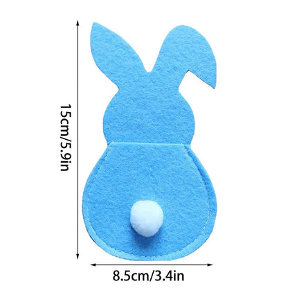 Easter Cutlery Holder Set - 4-Piece Bunny Design for Table Decoration