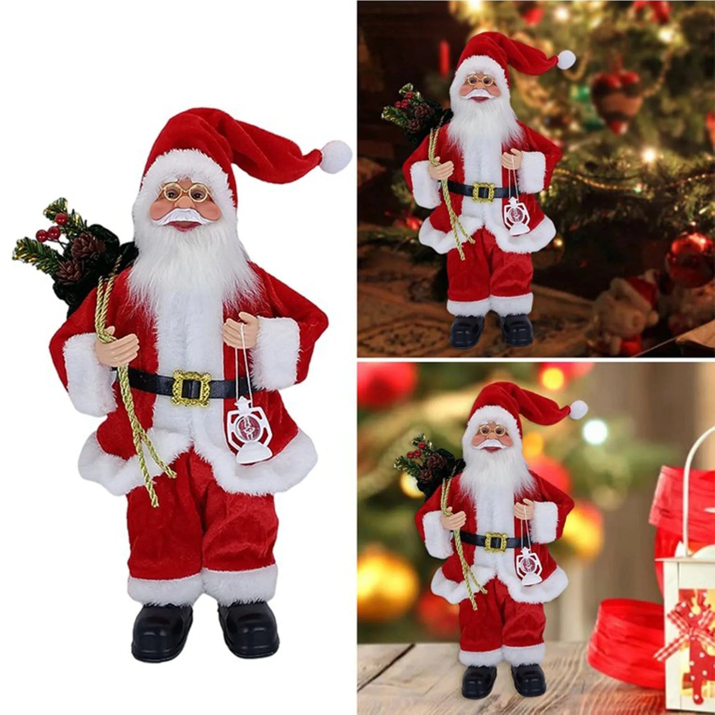 Christmas Figure MerryClaus | Santa Claus Sitting & Standing | 30 cm Decoration for Mantel, Table & Tree Ornaments