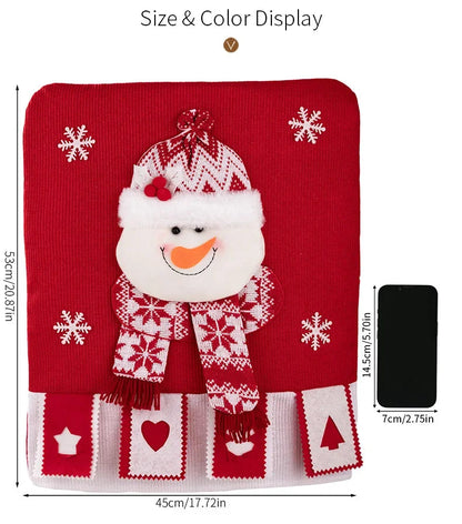 Christmas Chair Cover with Plush Santa Design – Festive Dining Room Decor