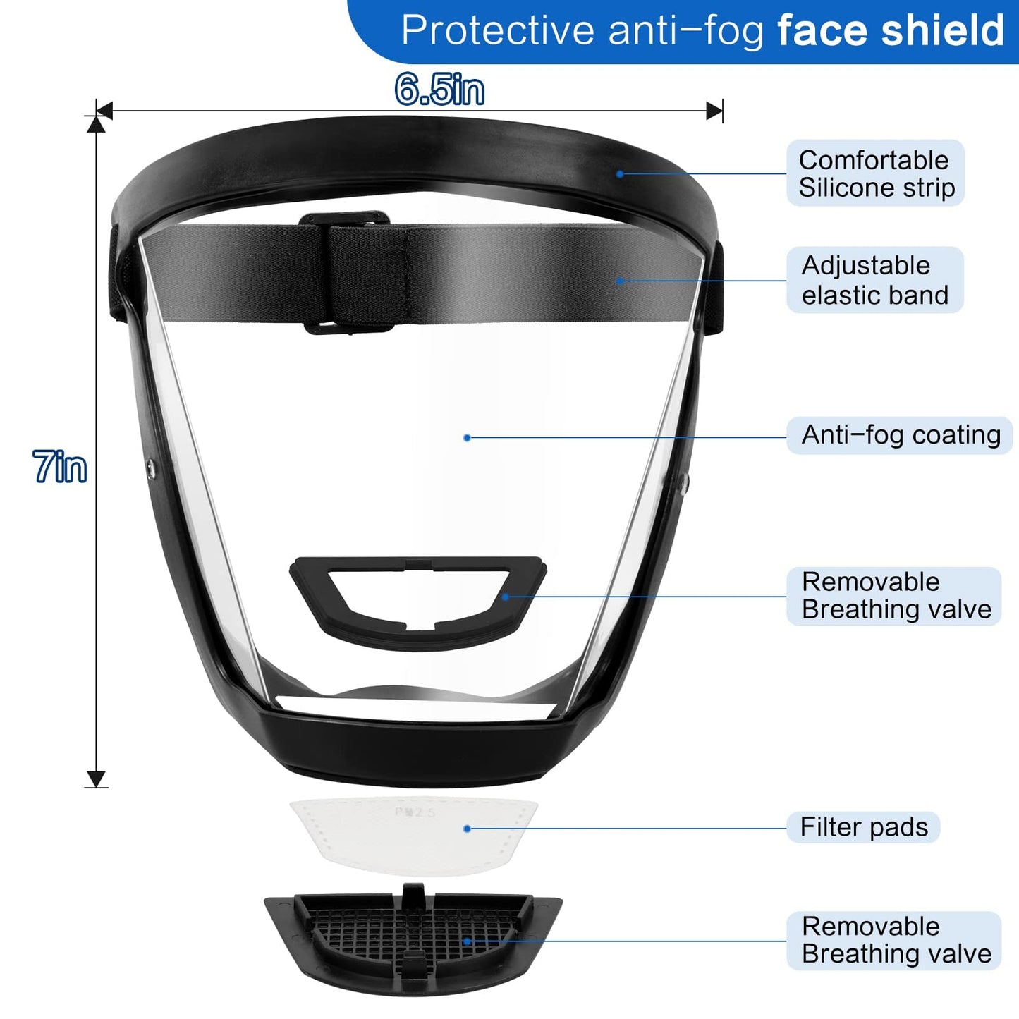 Clear Safety Visor with Anti-Fog Full Face Protection Shield