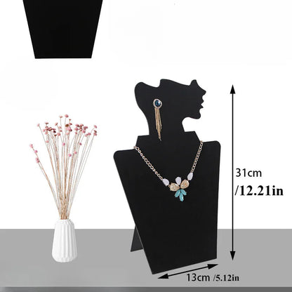 Fabric Jewelry Display Stand - Elegant Bust for Necklaces and Earrings - Black