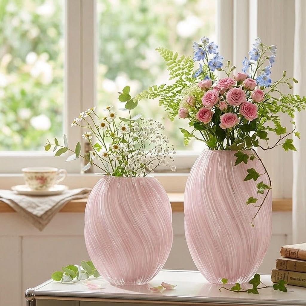 Ribbed Glass Vase for Malt Drinks – Sculptural Home Decor