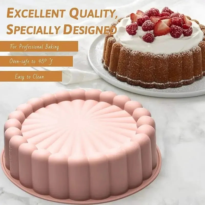 Round Silicone Cake Mold with Sunflower Design | Heat Resistant | 20x20x6 cm