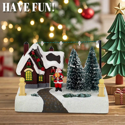 LED Christmas Village with Santa, Snowy Landscape & Christmas Trees - Festive Winter Decor for Fireplace, Table & Windowsill