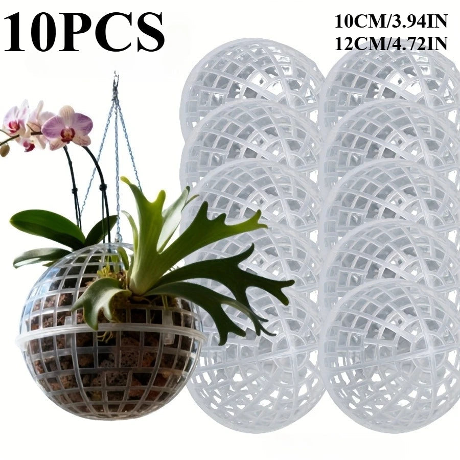 Contemporary Hanging Moss Ball | Plastic with Drainage Hole | Orchid and Fern Accessory | Indoor and Outdoor Use