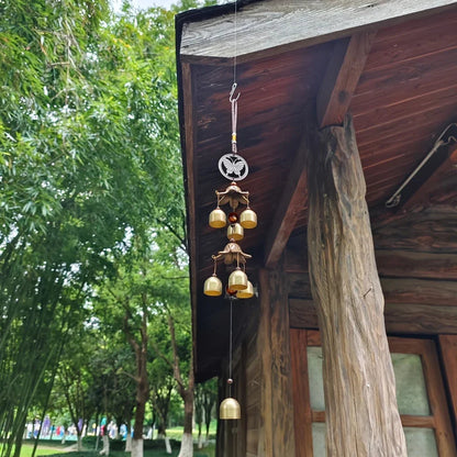 Double Bell Wind Chime | Metal Pendant | Home & Garden Decor | Hanging Brass Bell