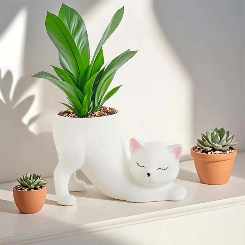 Cartoon Cat Tail Planter | Creative Plant Decoration for Succulents & Cacti at Home, Garden & Balcony