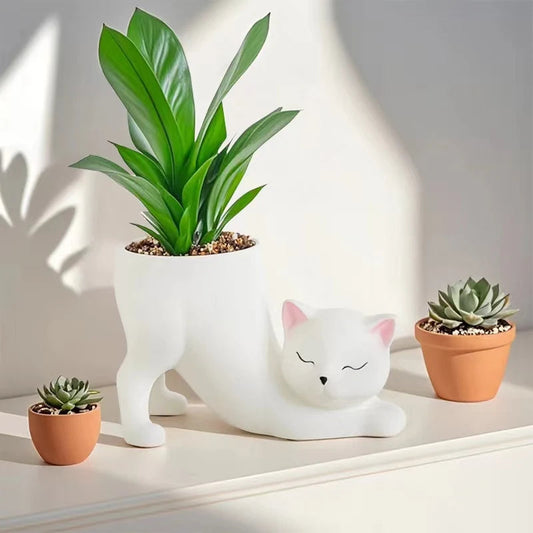 Cartoon Cat Tail Planter | Creative Plant Decoration for Succulents & Cacti at Home, Garden & Balcony