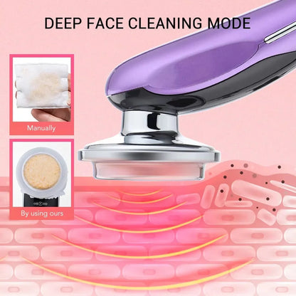 7-in-1 Facial Massager with EMS & RF Microcurrent | LED Light Therapy Anti-Aging Device