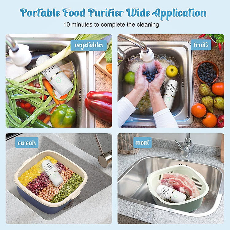 Instantly Eliminates 99% of Bacteria and Pesticides from Food