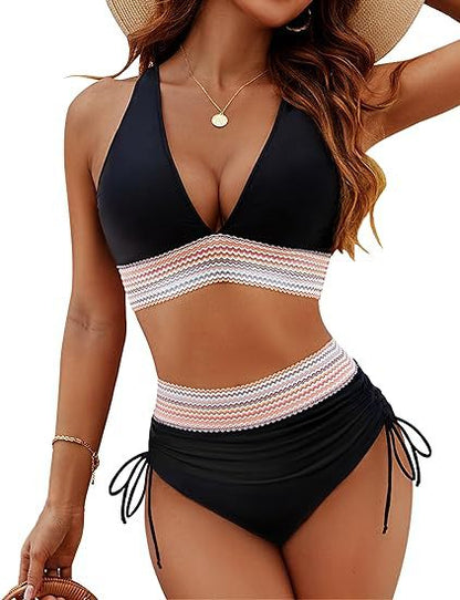 Elevate Your Beach Look with High-Waisted Crochet Bikini Set