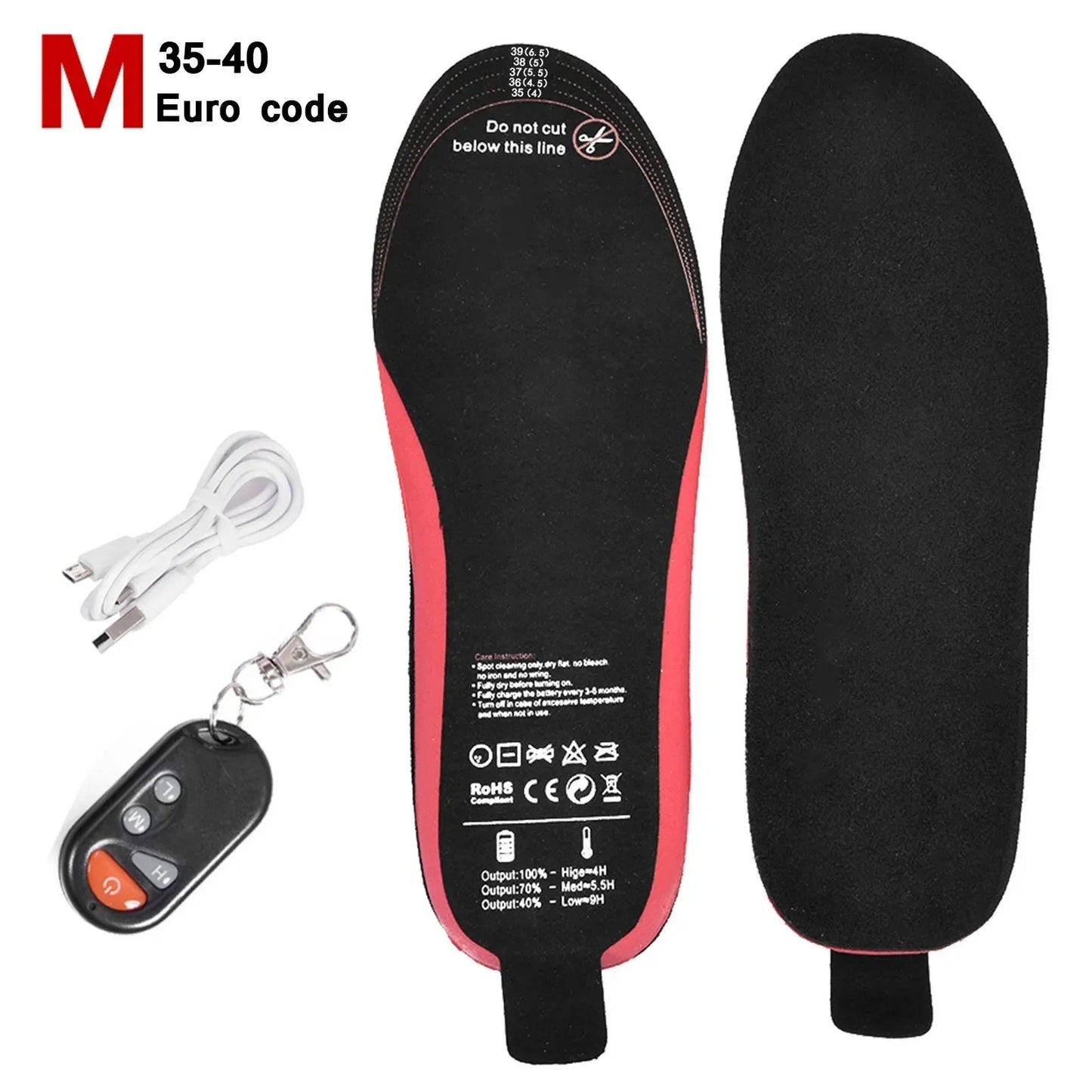 Rechargeable Heated Insoles with Remote Control | 3 Adjustable Heat Levels | Customizable Size | Electric Foot Warmers for Outdoor and Winter Use