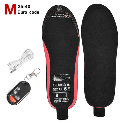 Rechargeable Heated Insoles with Remote Control | 3 Adjustable Heat Levels | Customizable Size | Electric Foot Warmers for Outdoor and Winter Use