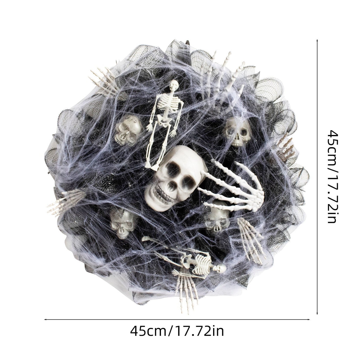 Halloween Mesh Wreath – Skull Garland for Door and Wall Decor
