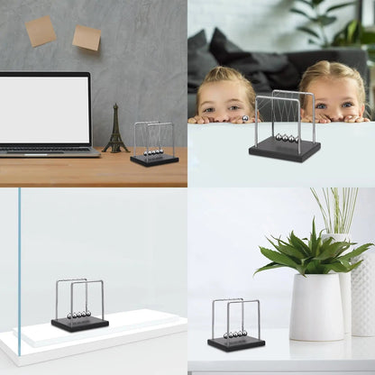 Kinetic Pendulum with Steel and Wooden Balls | Continuous Motion Educational Physics Decor
