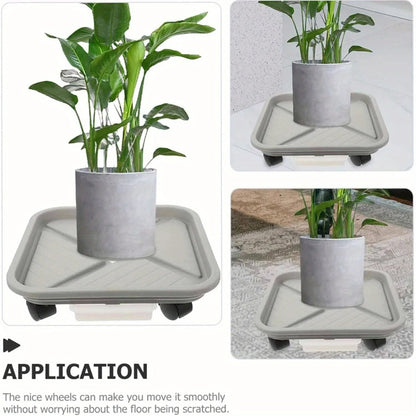 Plant Roller with Drip Tray | Square Mobile Plant Stand | Sturdy and Easy to Move