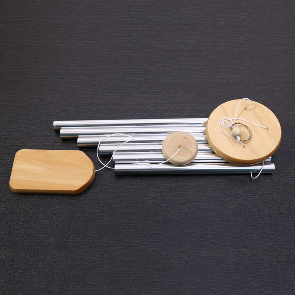Silver Wind Chime with 6 Tubes | Bell Tone | Wall and Door Decoration for Home & Garden