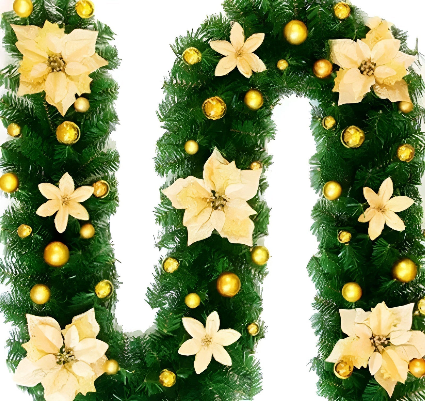 Warm White LED Christmas Garland in Rattan Style - 270 cm Decorative Light