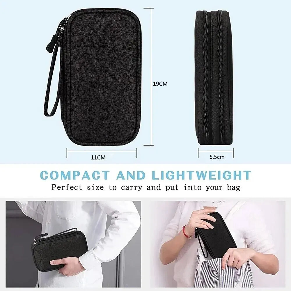 Travel Cable Organizer with Waterproof Storage Bag – Double-Layer Electronics Case