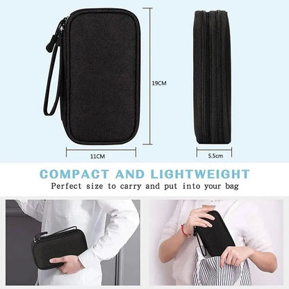 Travel Cable Organizer with Waterproof Storage Bag – Double-Layer Electronics Case