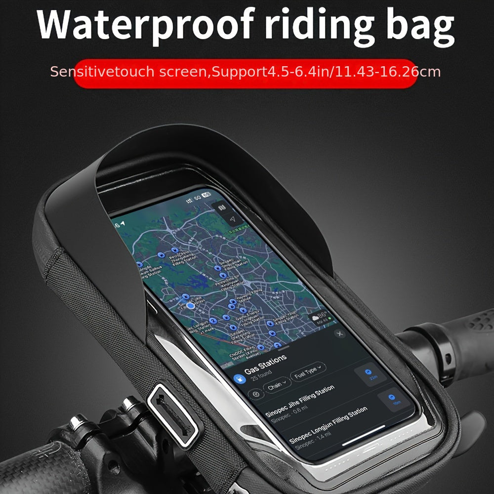 Waterproof Bicycle and Motorcycle Phone Mount – 360° Rotation for 4.5–6.4 inch Devices