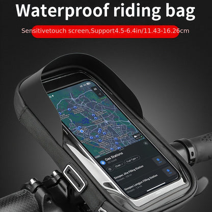 Waterproof Bicycle and Motorcycle Phone Mount – 360° Rotation for 4.5–6.4 inch Devices