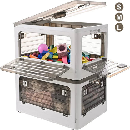 Collapsible Storage Box with Handle & Wheels | Clear & Stackable | 27 L / 40 L / 53 L – White