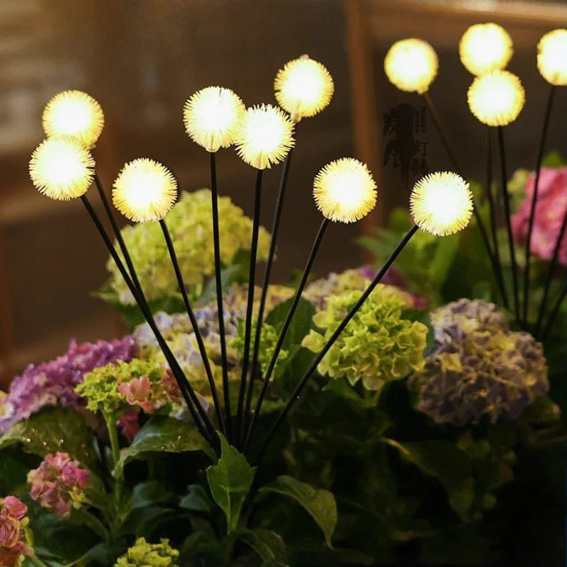 6-Flame LED Outdoor Lawn Lights - Solar Dandelion Design with Steady & Flash Modes for Garden Decoration