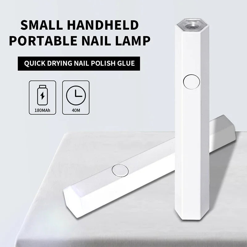 Portable LED UV Nail Lamp - Rechargeable & Fast-Drying - Compact Device with USB - Pink / White