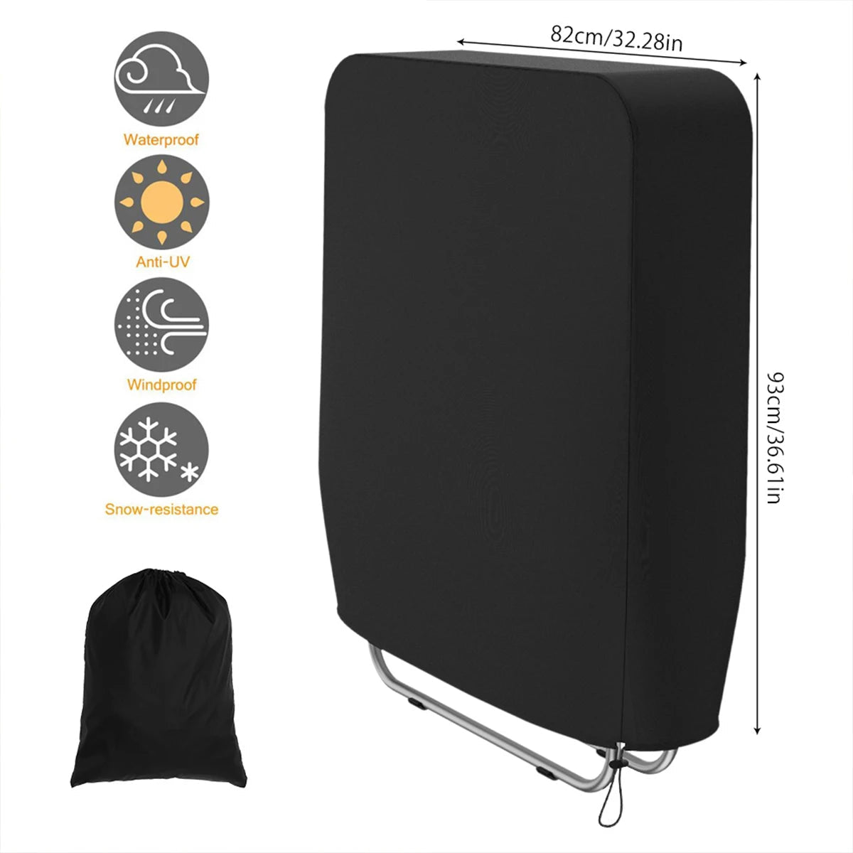 Outdoor Folding Chair Cover | UV-Resistant & Waterproof | 93x82 cm | Black
