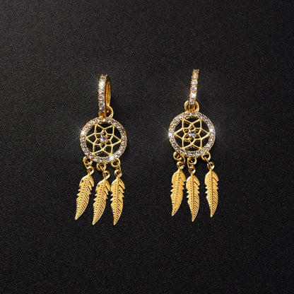 Golden Dreamcatcher Earrings for Effortless Elegance