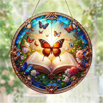 Acrylic Window Hanger | Floral Sun Catcher | Round Winter & Christmas Decor