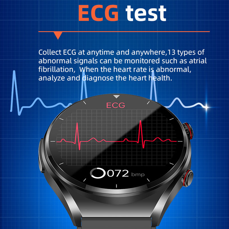 One-Tap Health Monitor Smartwatch for Blood Sugar, Glucose, ECG & Heart Rate