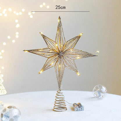 Christmas Star Tree Topper | LED Lights | Battery Operated | Gold Hollow Star with 3D Effect