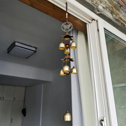 Double Bell Wind Chime | Metal Pendant | Home & Garden Decor | Hanging Brass Bell