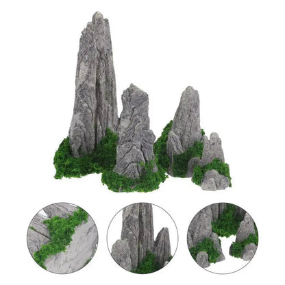 Miniature Rock Decorations Set - 8-Piece Resin Landscape & Desk Decor