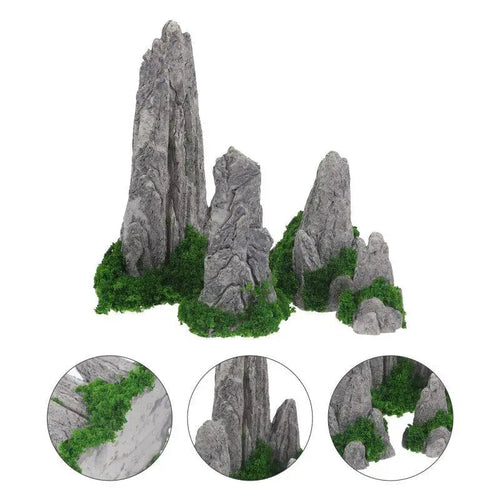Miniature Rock Decorations Set - 8-Piece Resin Landscape & Desk Decor