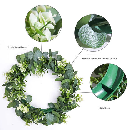 Handmade Eucalyptus Wreath with Artificial Flowers for Home, Wedding & Christmas