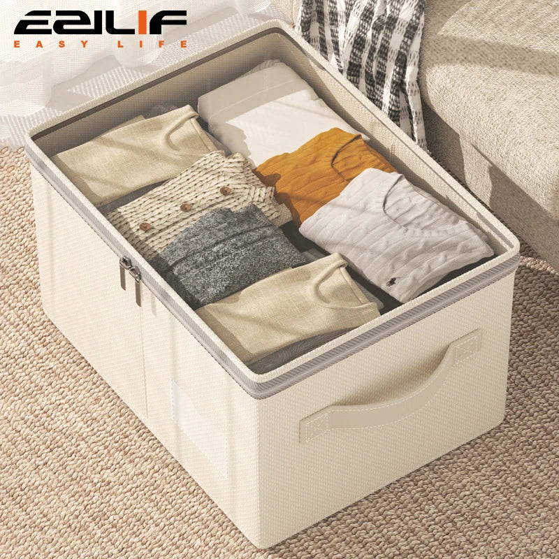 Collapsible Wardrobe Organizer with Lid | Large Storage Box for Clothes