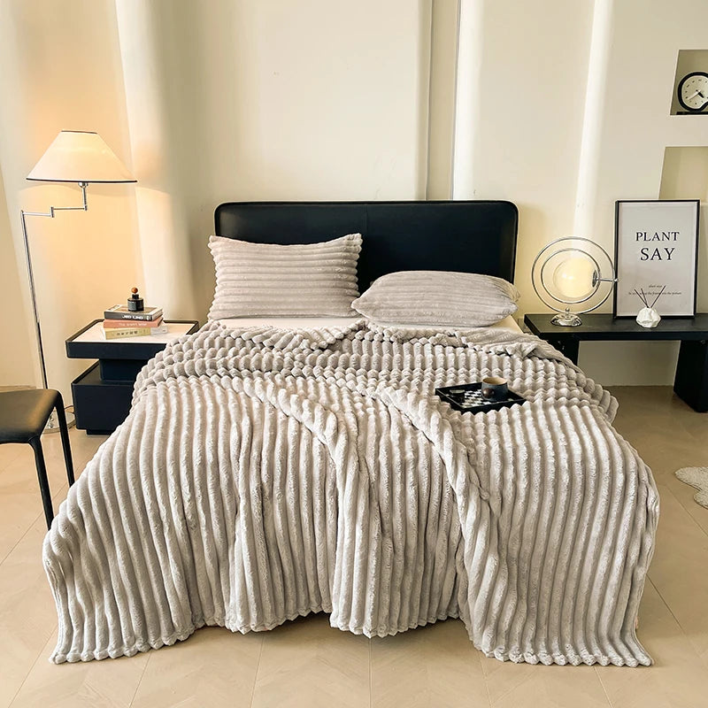 Cozy Striped Blanket | Soft Throw for Sofa & Bed | Lightweight All-Season Warmth | Trendy Spring Home Decor