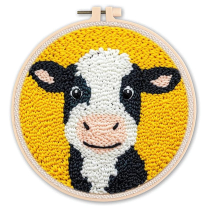 Animal-Themed Punch Needle Kit | DIY Starter Set with Yarn & Hoop | Beginner Embroidery Set