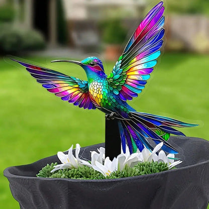 Garden Stake with Hummingbird Design | Acrylic Outdoor Light & Decor for Yard