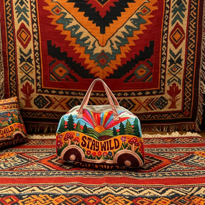 Vintage-Inspired Travel Tote Bag with Bohemian Flair