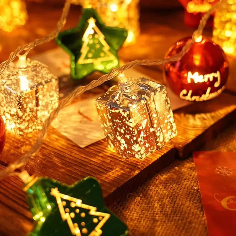 Christmas String Lights | 1 m / 3 m | 10 / 20 LEDs | Santa, Snowman & Candy Cane Design | Warm White & Battery Powered