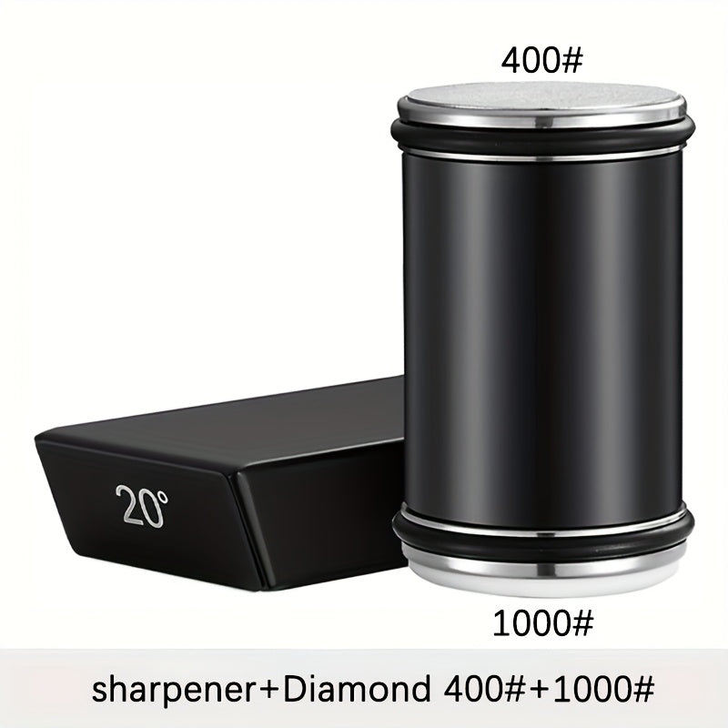 DuoSharp Sharpening Stone Set with Magnetic Holder | Diamond Stone | 15° & 20° Angles | Wood & Metal